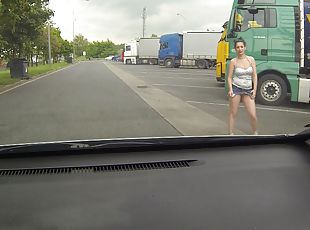 Real BITCH Picked up Between Trucks and Get Paid for Sex