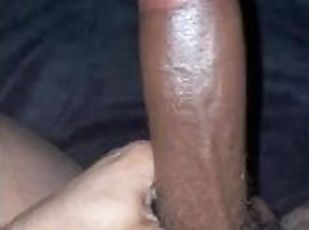 Play with that pussy while I jerk this big black dick