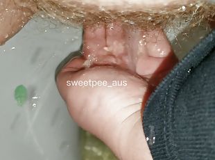 gathering a pool of my hot piss in my hand