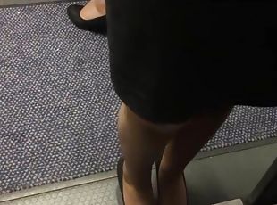 Flight attendent legs at a Boeing