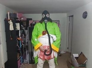 PVC Suit Gasmask Breathplay and Cosplay