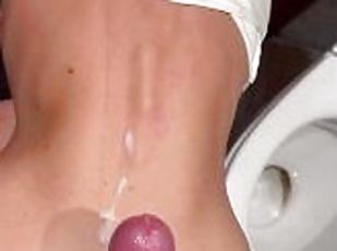 Fucked my girlfriend in the restaurant toilet Big cumshot