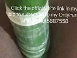 Ebony gets fucked with 2cucumbers at once