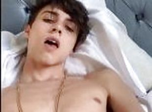 Celebrity Twink jerks, moans, and shows off his hole