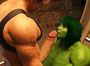 Cockham Superheroes 40 Enjoying She Hulk's Mouth by BenJojo2nd