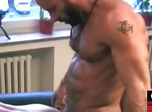German muscled hunk barebacks BFs ass in homemade video