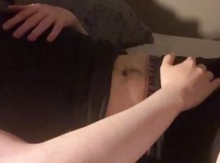 Big dick boy masturbates and cums through his boxers