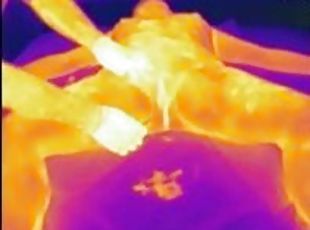 Thermal Camera wax play with Multiple Orgasms from Nipple Play and Fingering