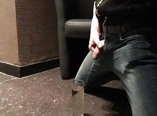 fetish dirty boy is pissing on the floor