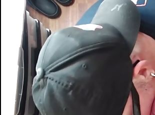 Gloryhole POV DILF sucks cock in close up homemade blowjob scene