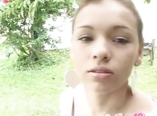 Cute teen masturbating outdoors