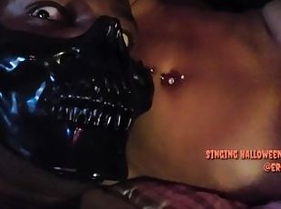 swinger, negra-ebony, polla-enorme, pareja, con-piercings, bisexual, polla, halloween