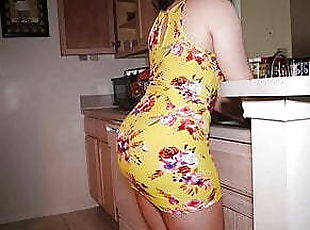Big Booty MILF Gets Dressed Pulled Up &amp; Fucked In The Kitchen by Her Sons Friend