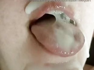 SLutty Wife Gives BlowJob with Cum Play and Swallow