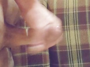 Jerking off to a huge cumshot all over the couch massive cum blasts solo dick