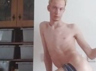 Very skinny teen shows off his skinny perfect body and ribs