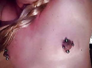 NEW NIPPLE PIERCINGS - HUGE GREEN AND PINK METAL BALLS