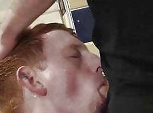 Redheaded dude gets his throat fucked