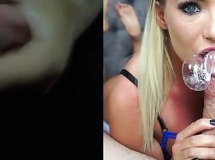 Jerking off to Cali Carter  Sloppy deepthroat teasing & cum shot