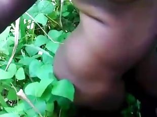 Perfect tits ebony pussy fuck in a park