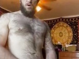 HAIRY GUY WITH THICK COCK JERKS OFF