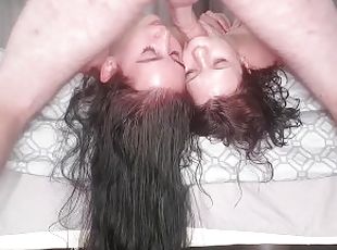 Using not 1 but 2 whores mouths as my personal cock pocket while they both lay upside down
