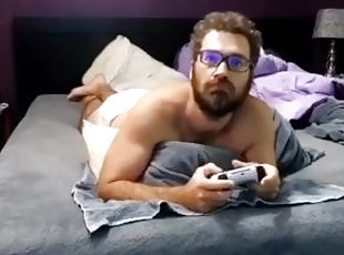 Diaper wetting and masturbating until I cum while playing PlayStation