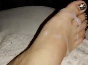 Small soft latina feet glazed with cum 2