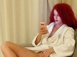 Naked walk and masturbation in a hotel room!