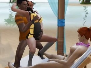 Girlfriend Emma gets her virginity on the beach in front of her  sims 4 wicked