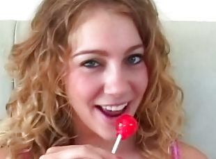 Cute teen with curly hair has anal sex