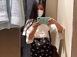 Shopping mall's fitting room horny masturbate