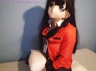 Yumeko Jabami from Kakegurui humping a pillow while strip teasing on cosplay - Shirotaku Kigurumi