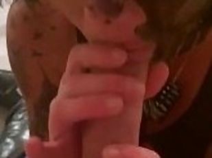 Big tittie tattooed girl tickling my dick