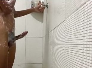 kylpy, masturbaatio, amatööri, käsihomma, brasilia, eka-kerta, täydellinen, suihku, soolo