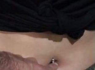 Playing with her sexy navel earring