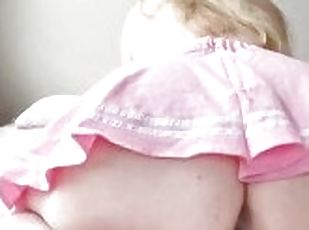 Horny Blonde BBW Wet Dildo Riding With Upskirt View