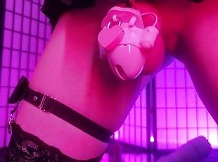 Chastity Femboy Rides a Dildo After Week of Denial