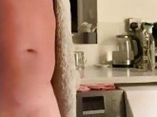 Male jerk off in kitchen