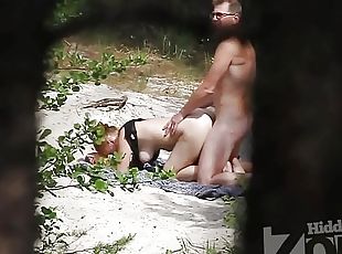 nudist, kam, paar, strand, voyeur, versteckte