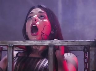 Submissive latina Gina Valentina gets assfucked in a cage