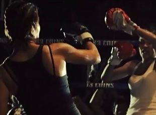 A scene in the credits of a female Muay Thai film ex.  Tiger