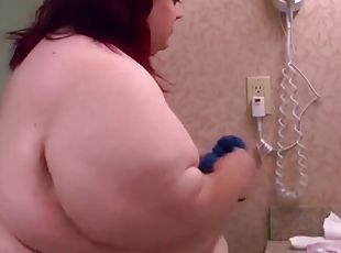 Morbidly obese chick showers