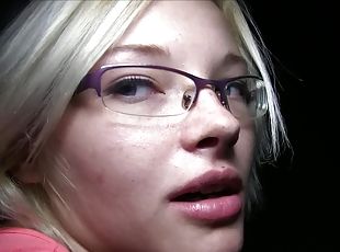 Sexy Glasses Babe Fucks On Public Stairwell 2