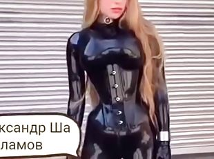 Women wear latex for the first time