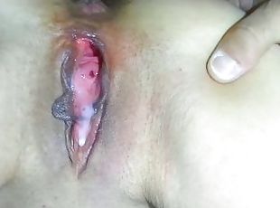He give me a huge cum in my pussy (close up creampie)