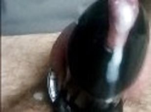 Chastity cage hands free cum