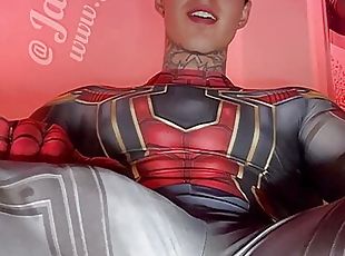 Jakipz Strokes His Massive Cock In Super Hero Costumes Before Shooting A Huge Load