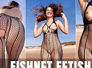 nudist, offentlig, amatør, strand, strømper, fetisj, alene