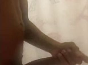 Rubbing this big dick in the shower